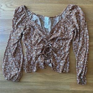 Sadie & Sage Floral Rayon Ruched Top / S